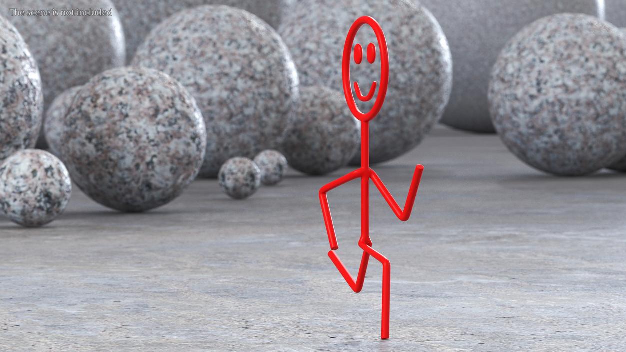 3D model Stickman Figure Red Rigged for Maya