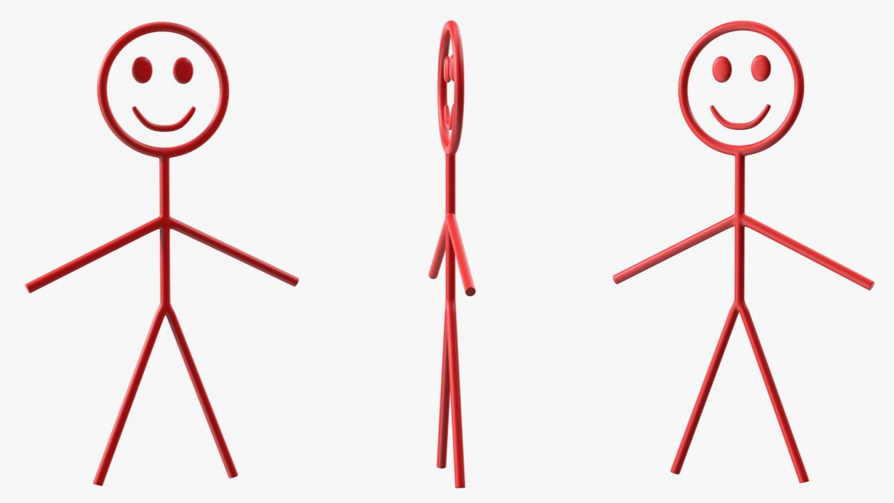 3D model Stickman Figure Red Rigged for Maya