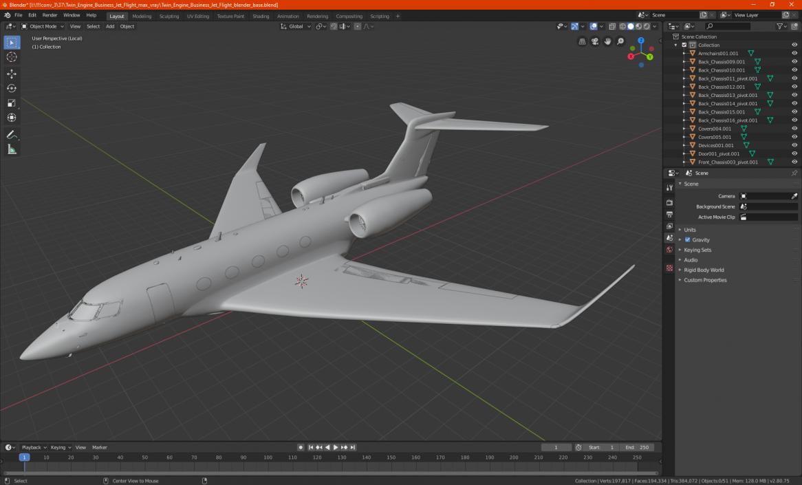 3D Twin Engine Business Jet Flight