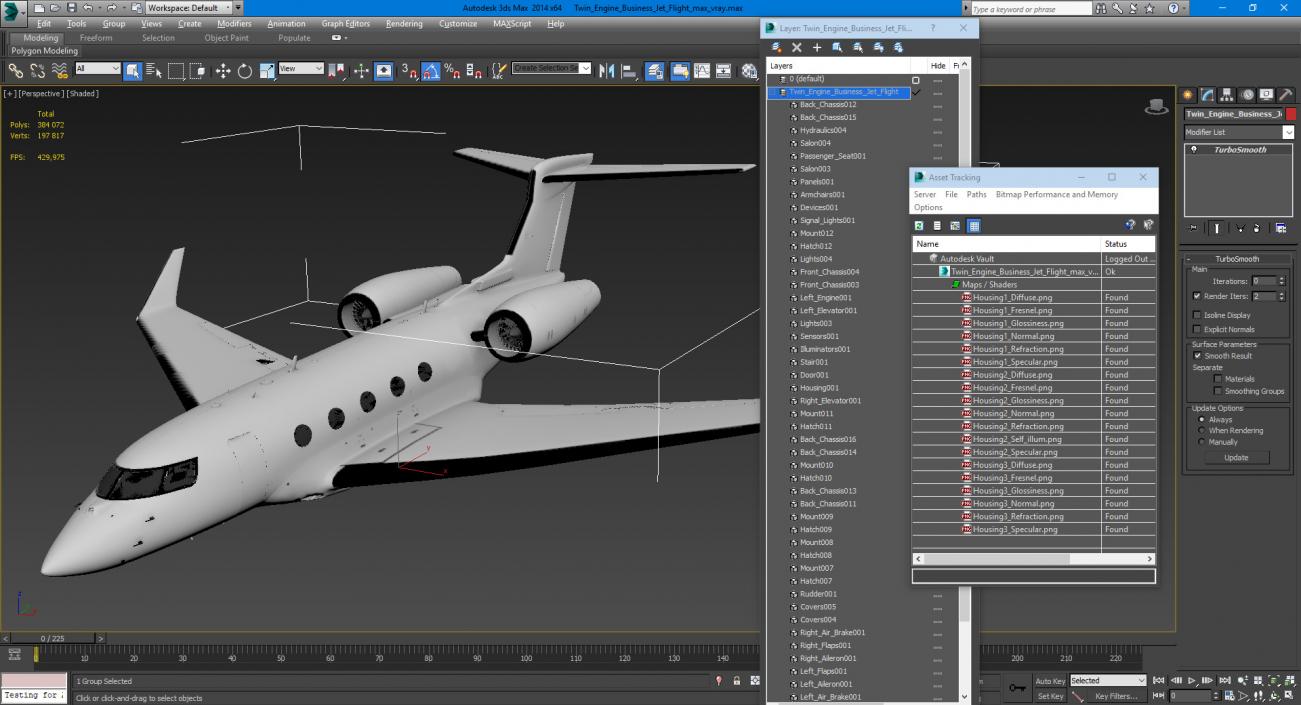 3D Twin Engine Business Jet Flight