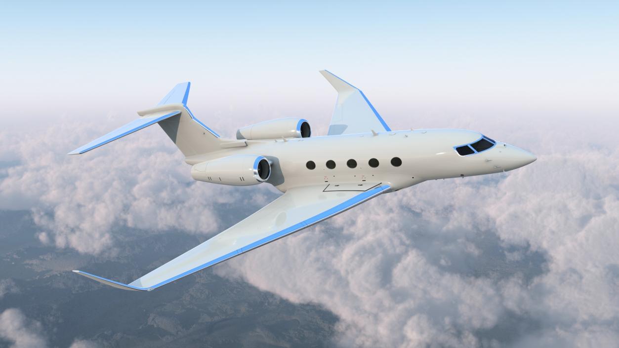 3D Twin Engine Business Jet Flight