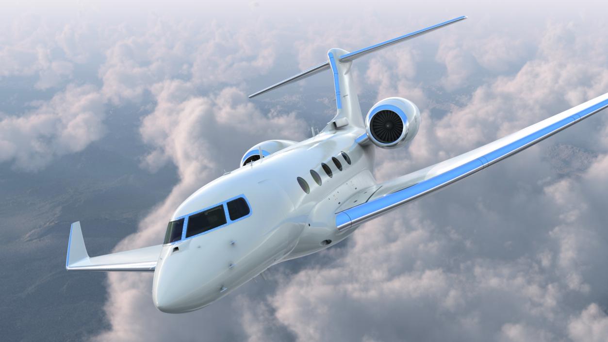 3D Twin Engine Business Jet Flight