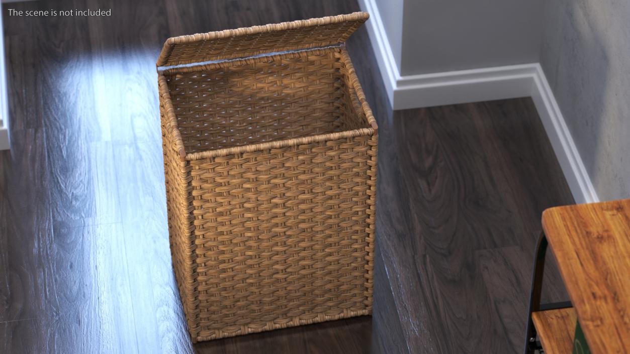 Wicker Laundry Basket Beige 3D