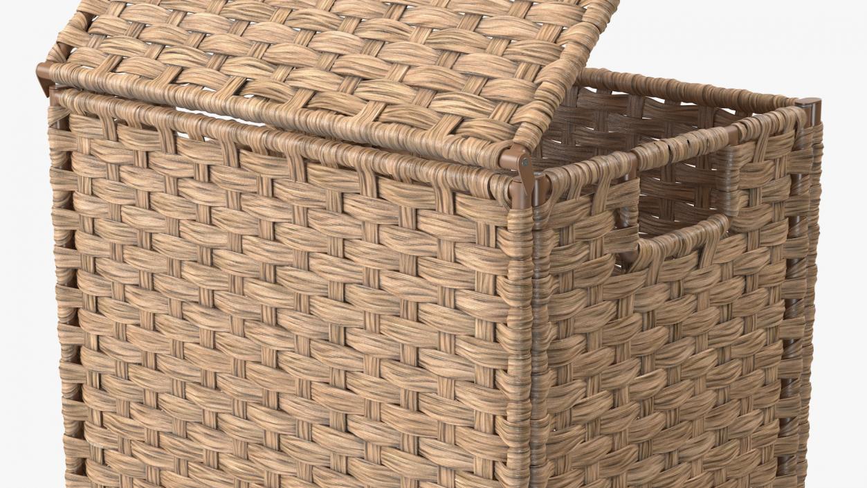 Wicker Laundry Basket Beige 3D