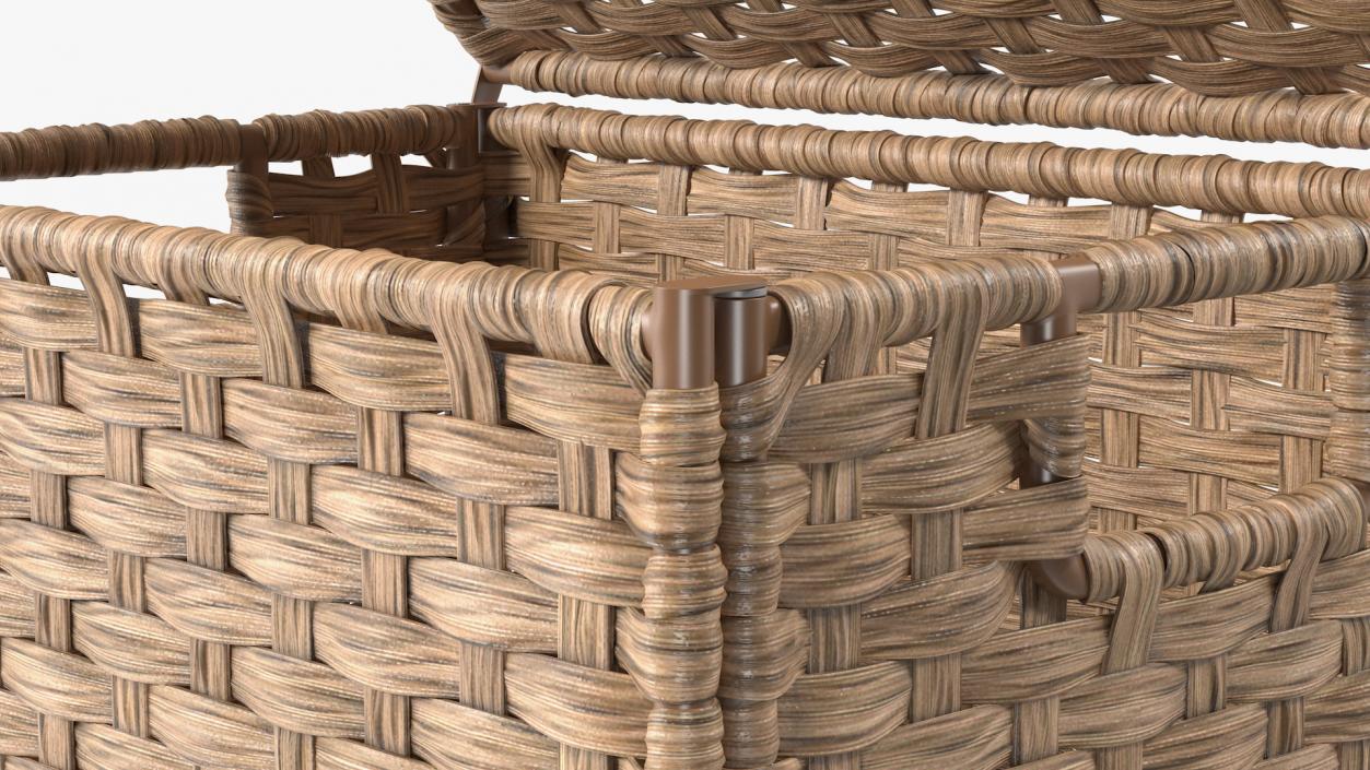 Wicker Laundry Basket Beige 3D