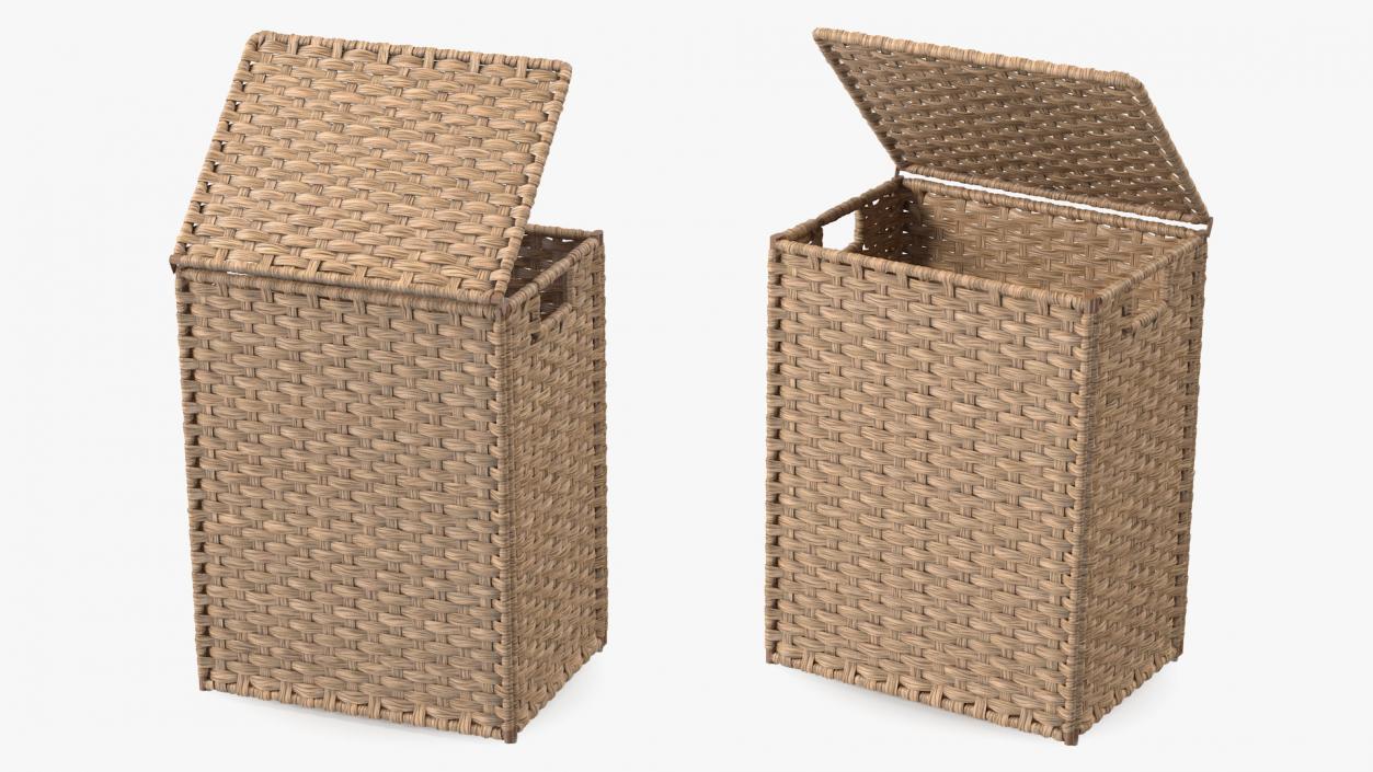 Wicker Laundry Basket Beige 3D