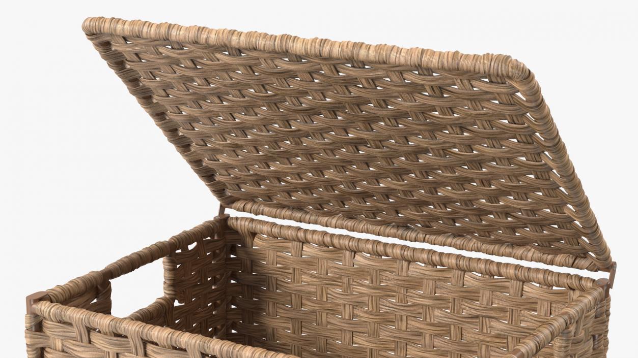 Wicker Laundry Basket Beige 3D