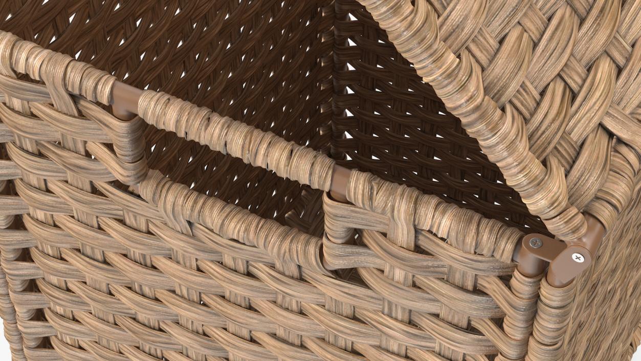 Wicker Laundry Basket Beige 3D