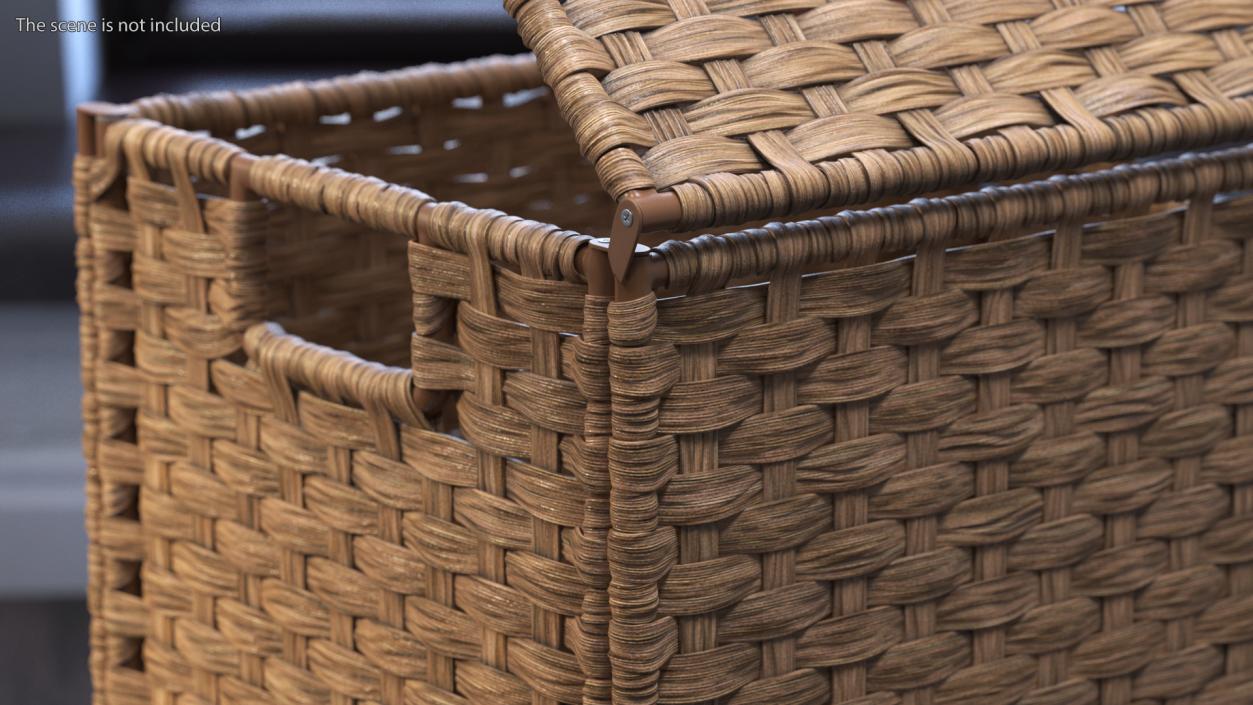 Wicker Laundry Basket Beige 3D