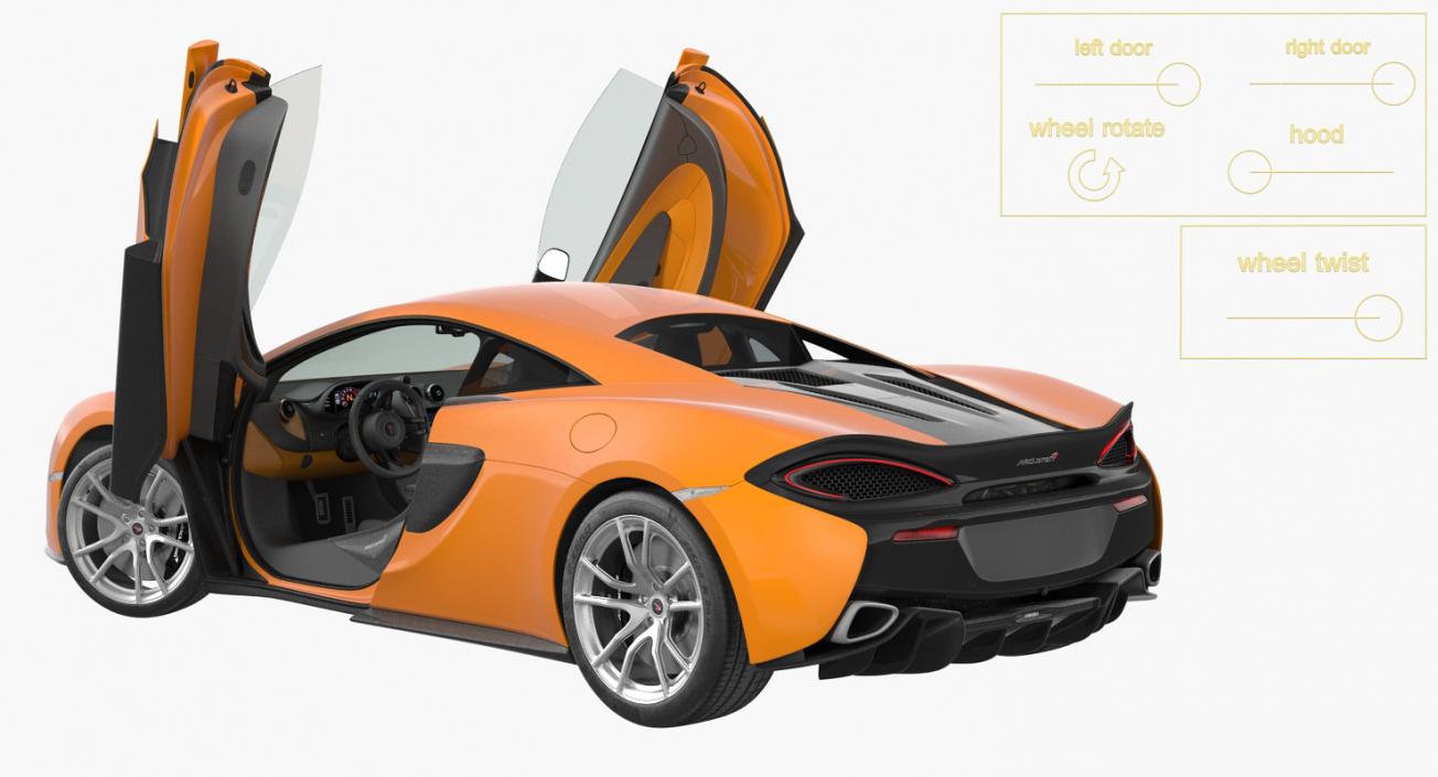 Sport Car McLaren 570S Rigged 3D model