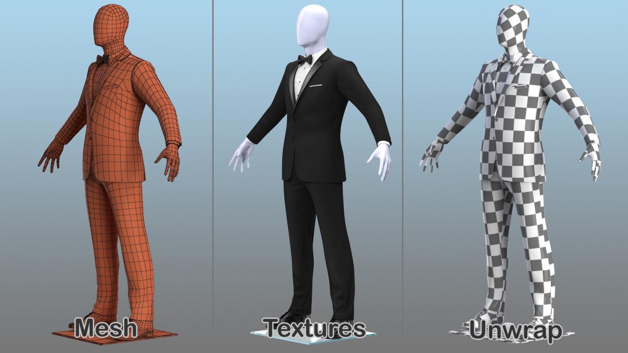 Black Tuxedo Suit 3D