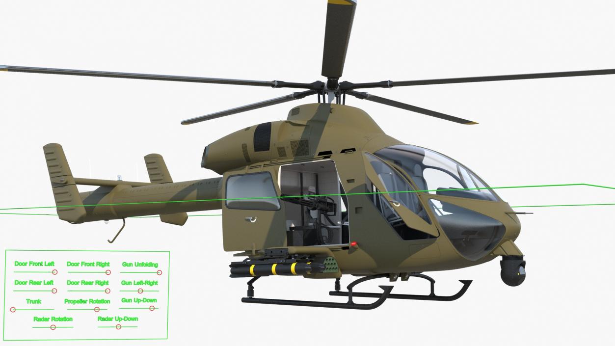 Attack Helicopter Rigged 3D model