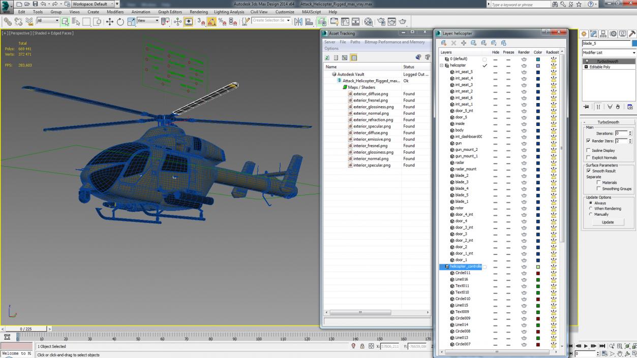 3D Attack Helicopter Rigged for Cinema 4D model