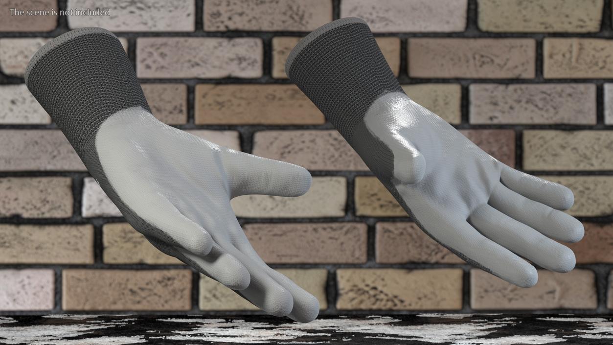 3D Safety Work Gloves Gray model