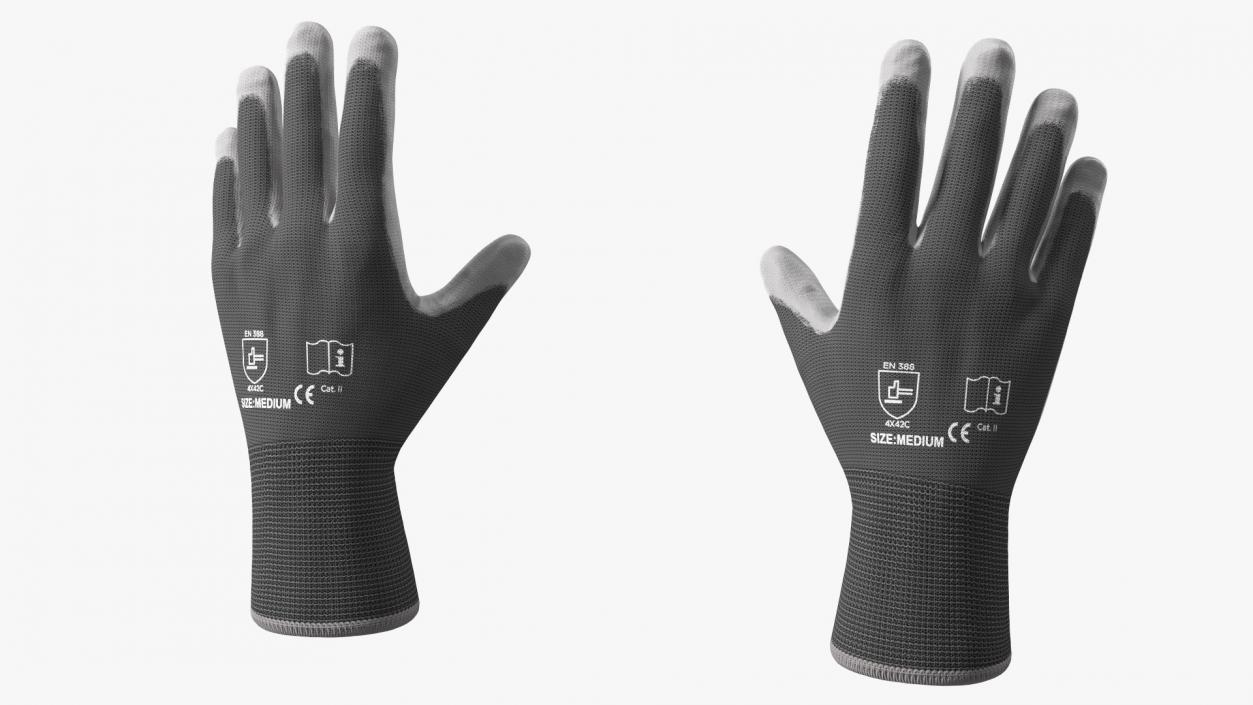 3D Safety Work Gloves Gray model