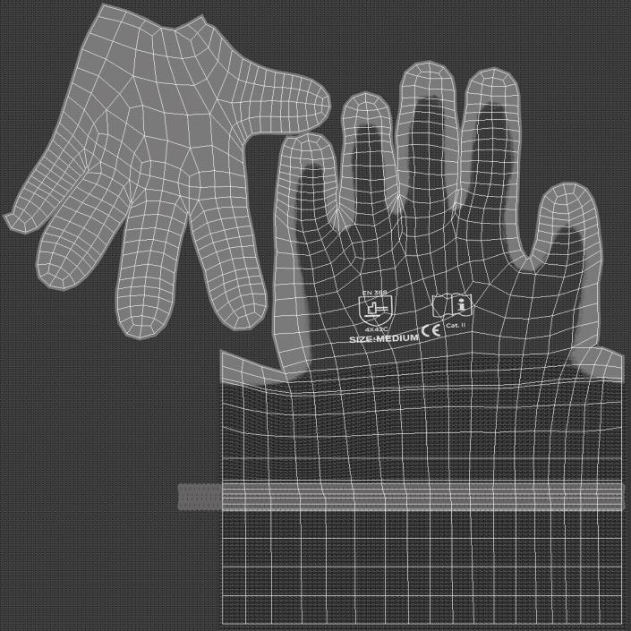 3D Safety Work Gloves Gray model