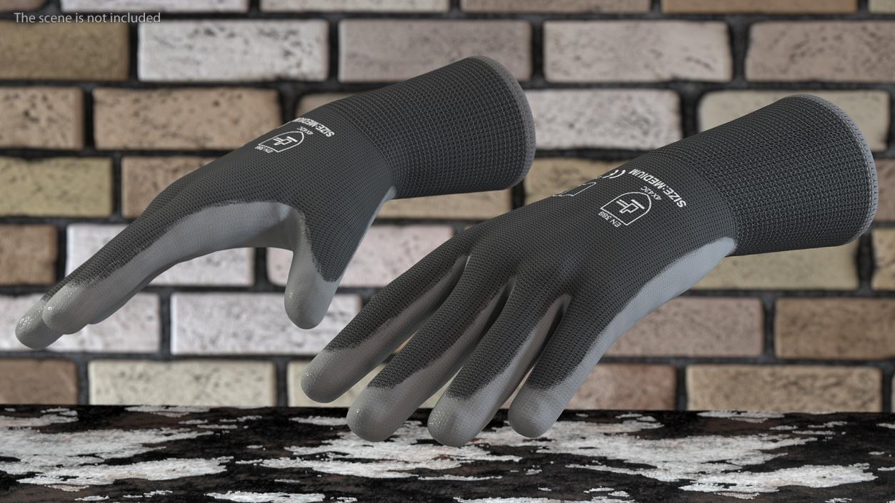 3D Safety Work Gloves Gray model