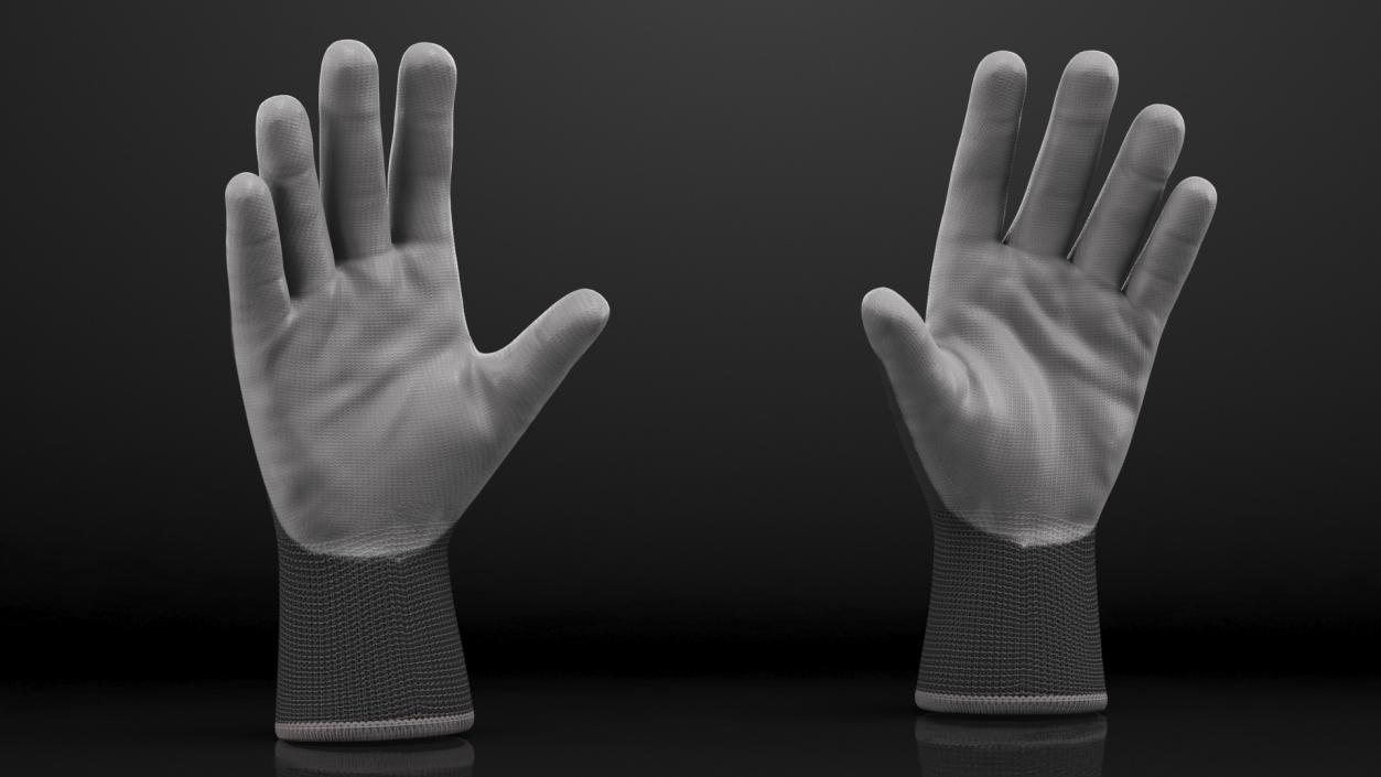 3D Safety Work Gloves Gray model