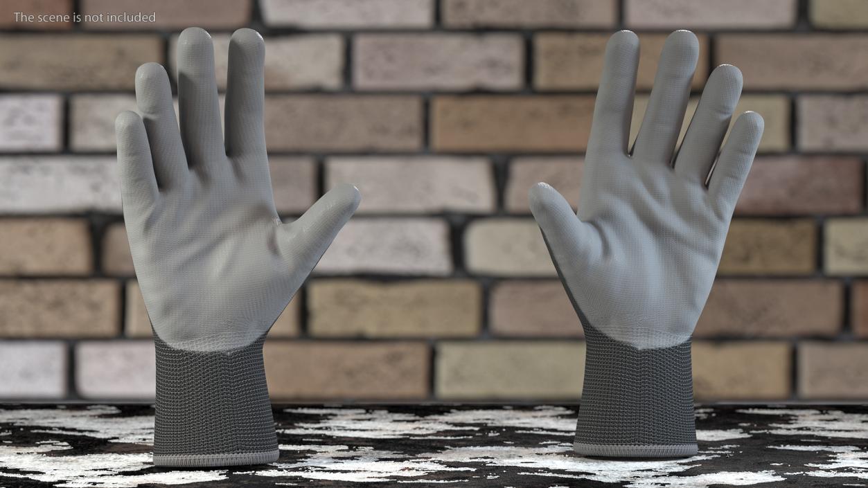 3D Safety Work Gloves Gray model