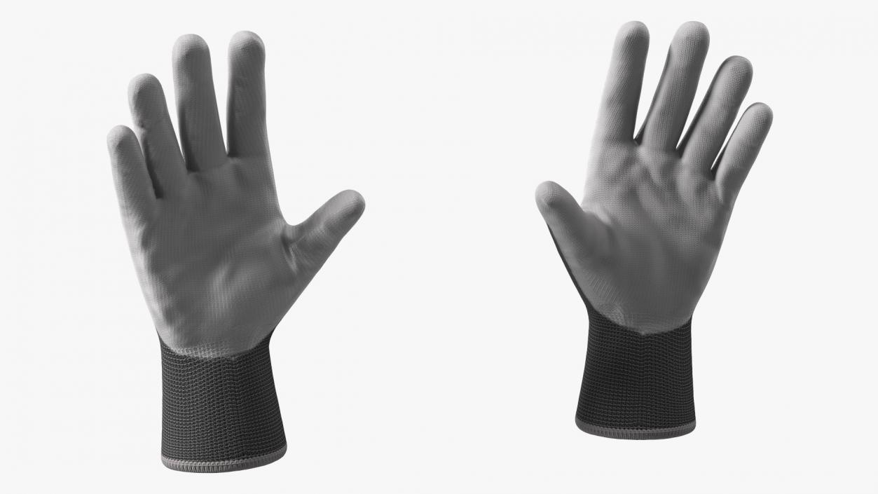 3D Safety Work Gloves Gray model