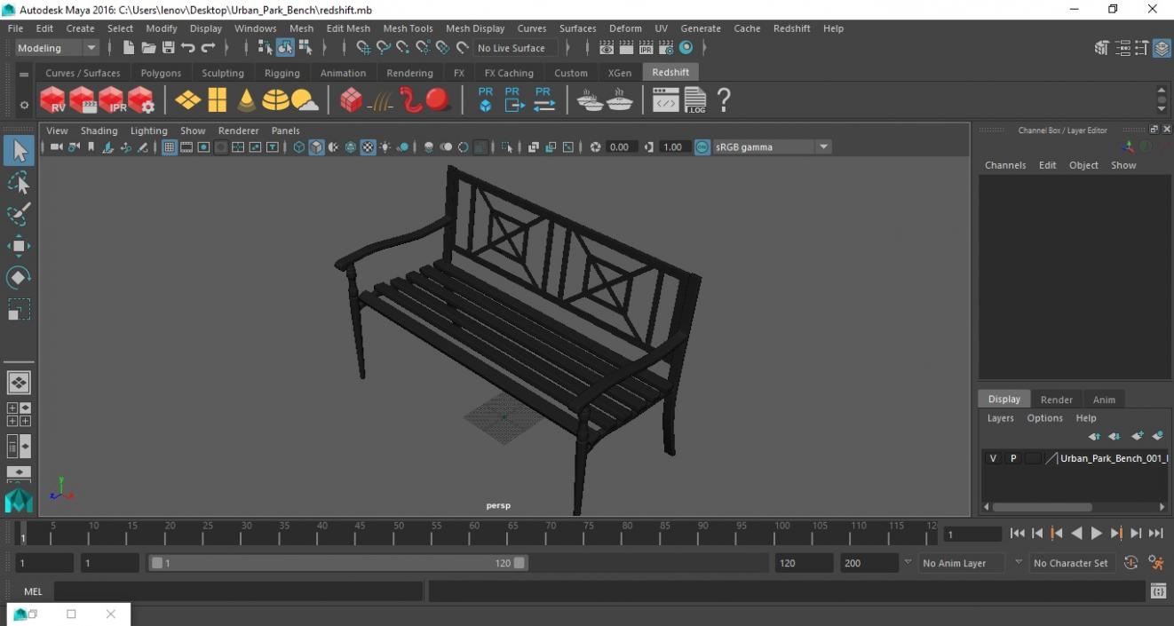 3D Urban Park Bench 2 model