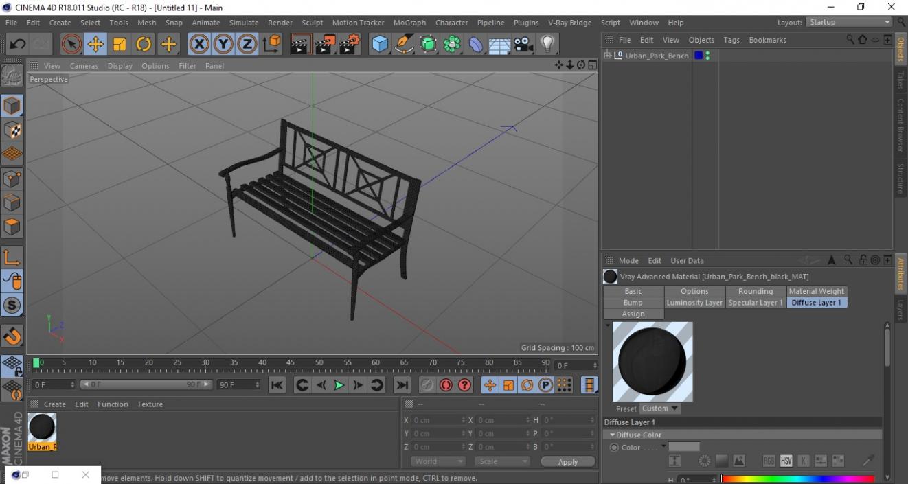 3D Urban Park Bench 2 model