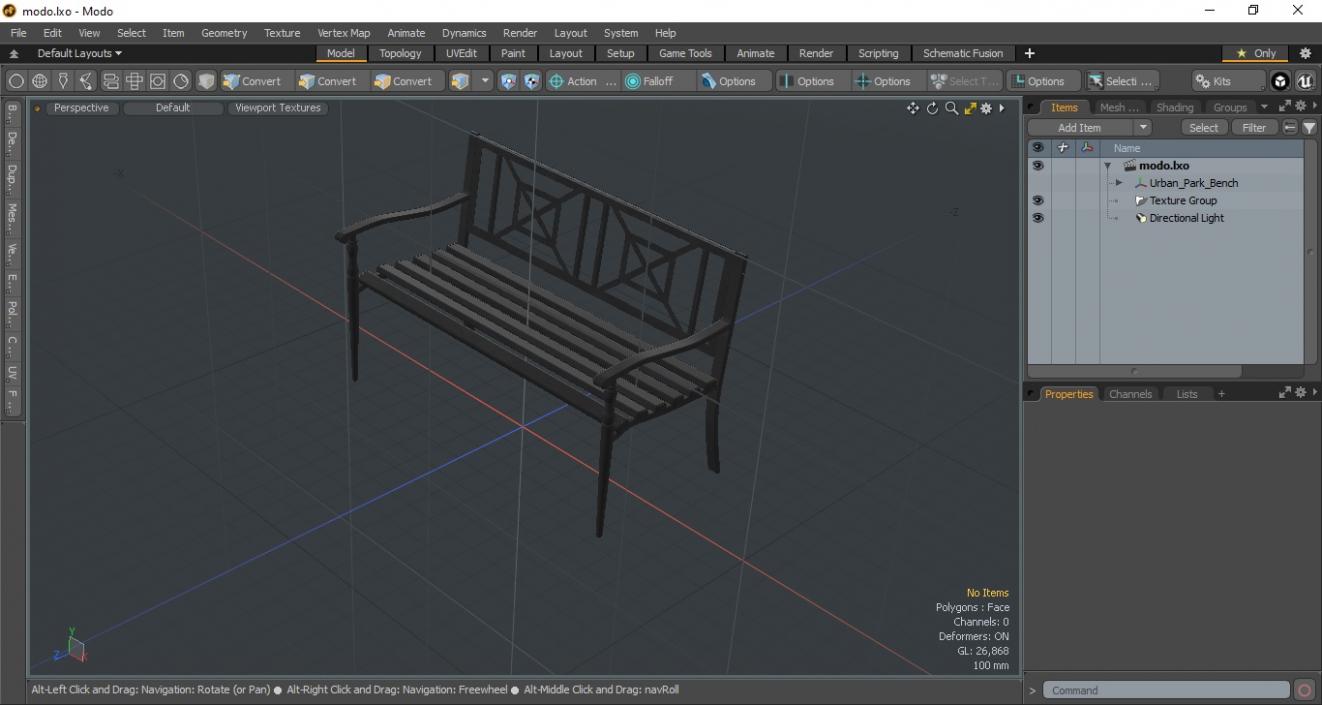 3D Urban Park Bench 2 model