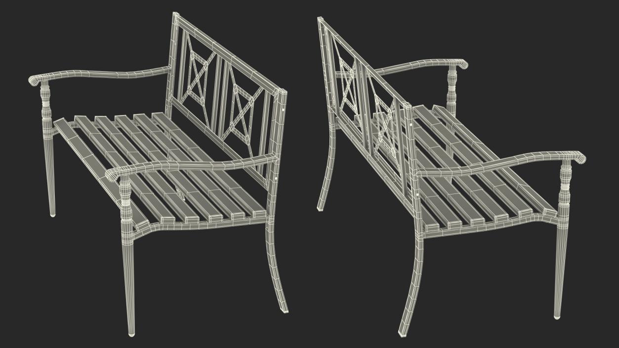 3D Urban Park Bench 2 model