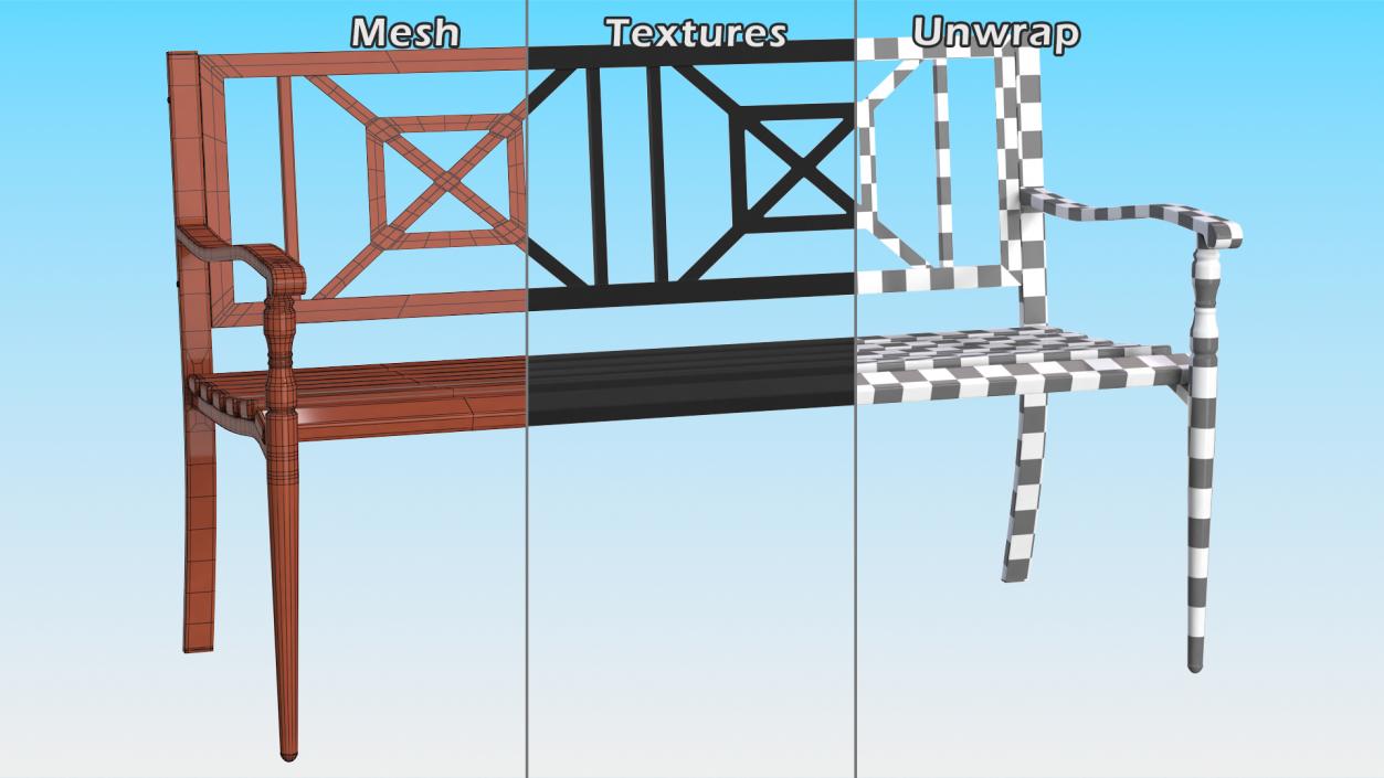 3D Urban Park Bench 2 model