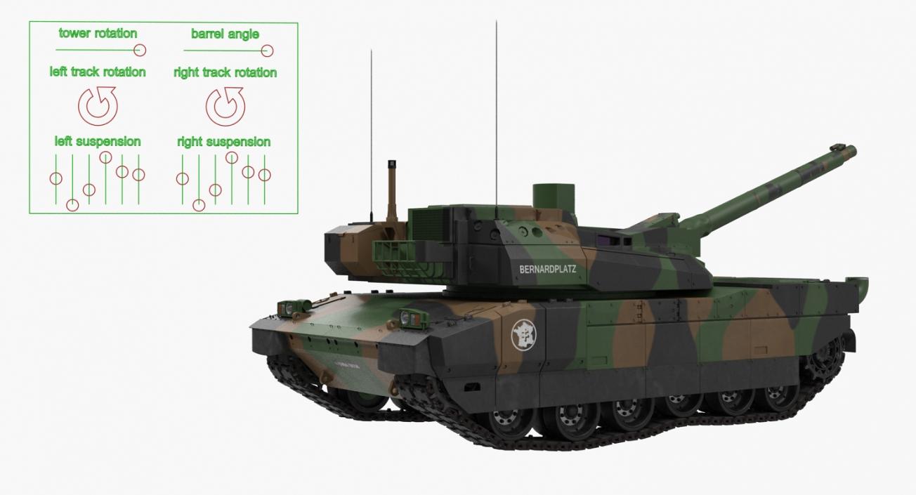 3D model AMX 56 Leclerc French Main Battle Tank Rigged