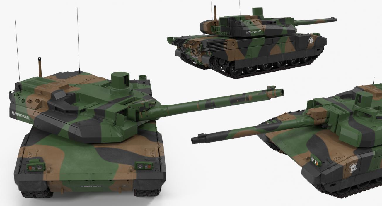 3D model AMX 56 Leclerc French Main Battle Tank Rigged