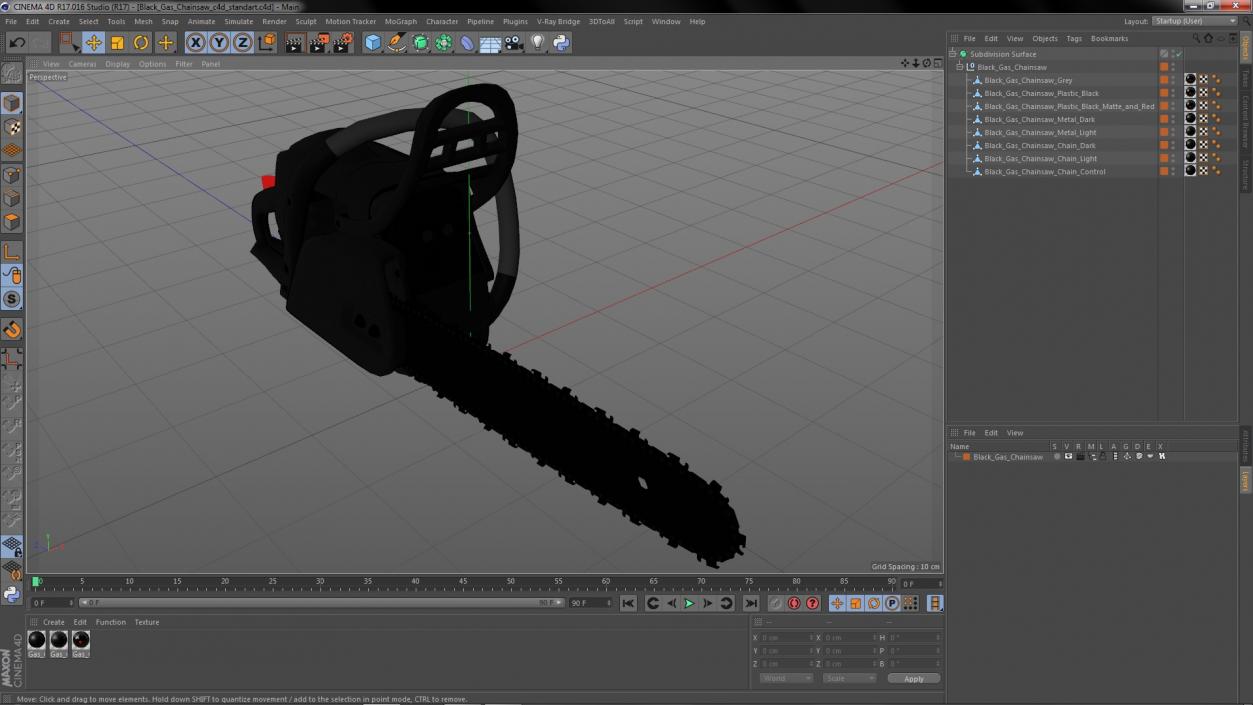 3D Black Gas Chainsaw model
