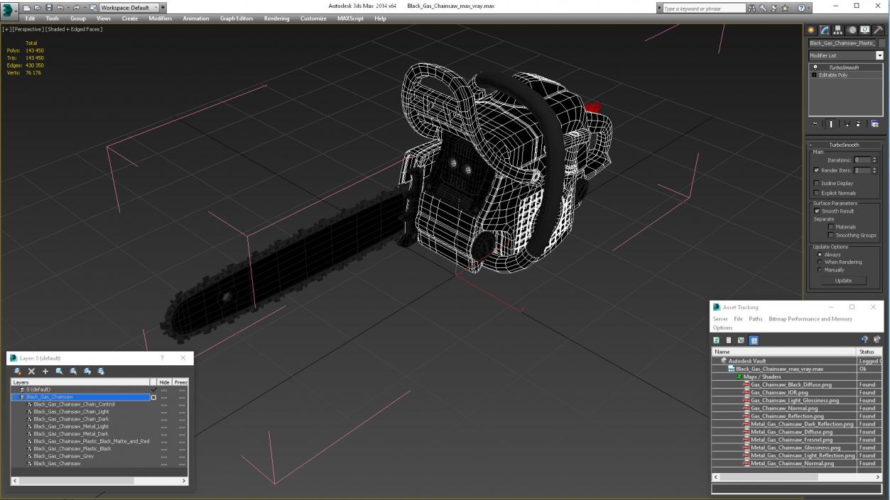 3D Black Gas Chainsaw model