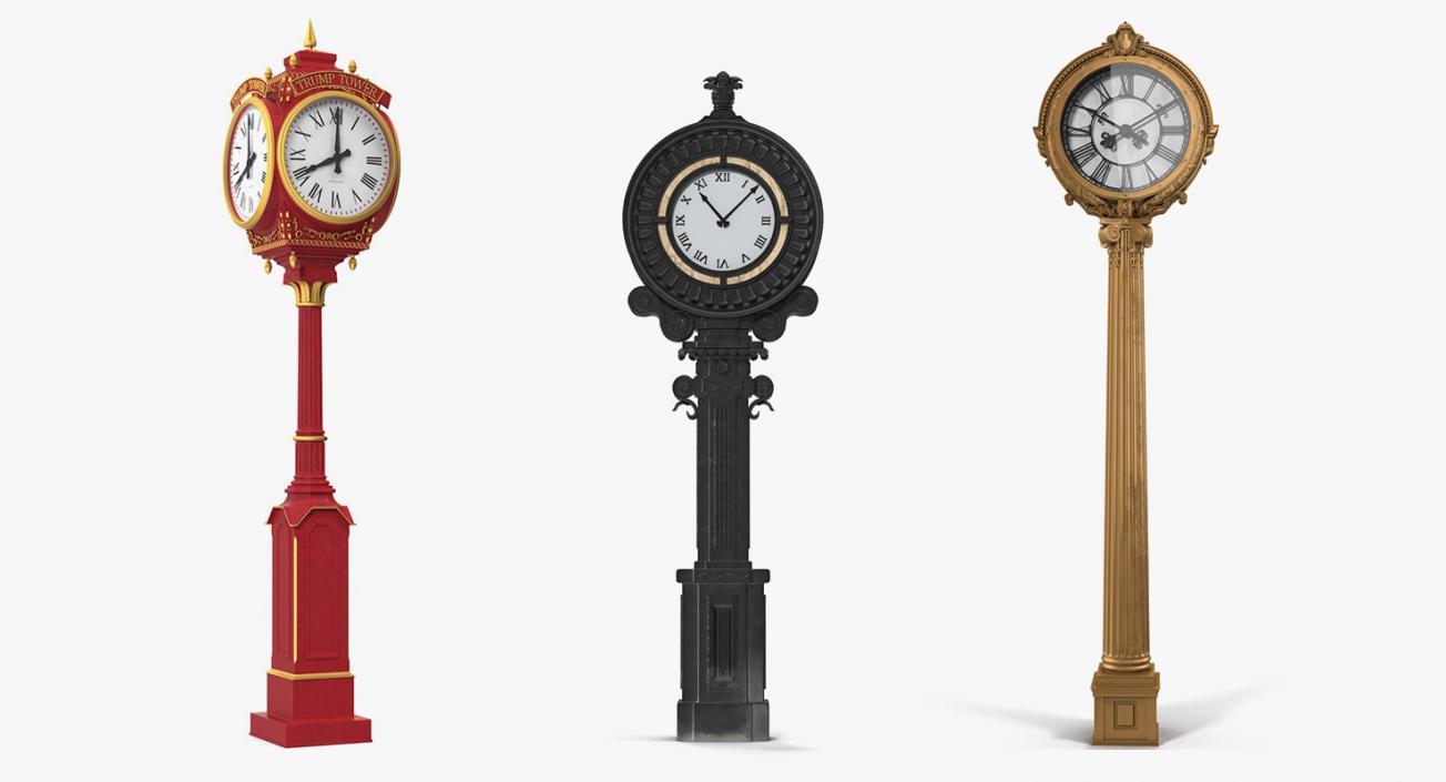 3D model New York Street Clocks Collection 2