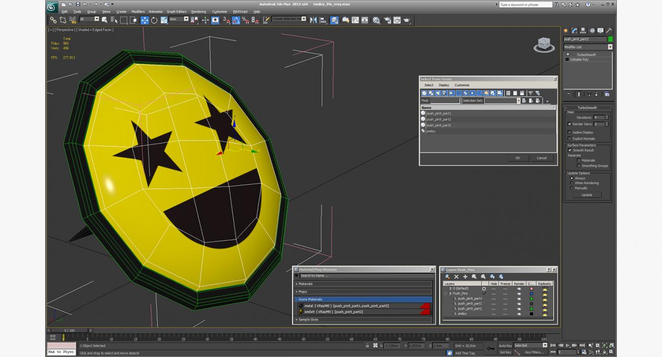 3D model Smiley Pin