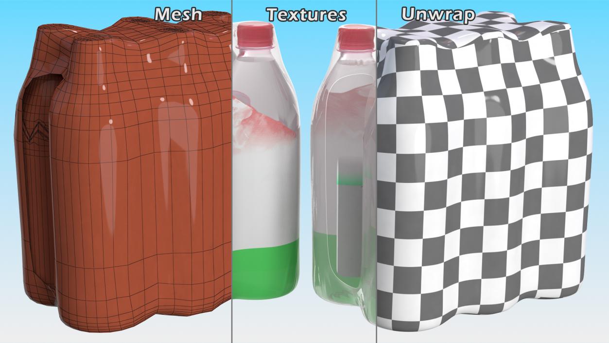 3D Mineral Water 1L Bottle Pack model