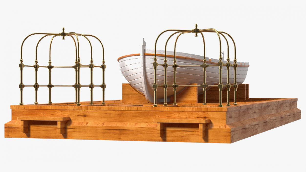 3D Old Wooden Boat on Deck model