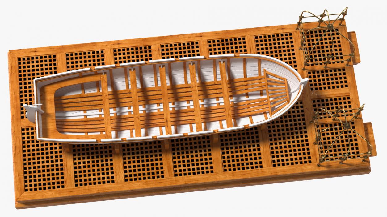 3D Old Wooden Boat on Deck model