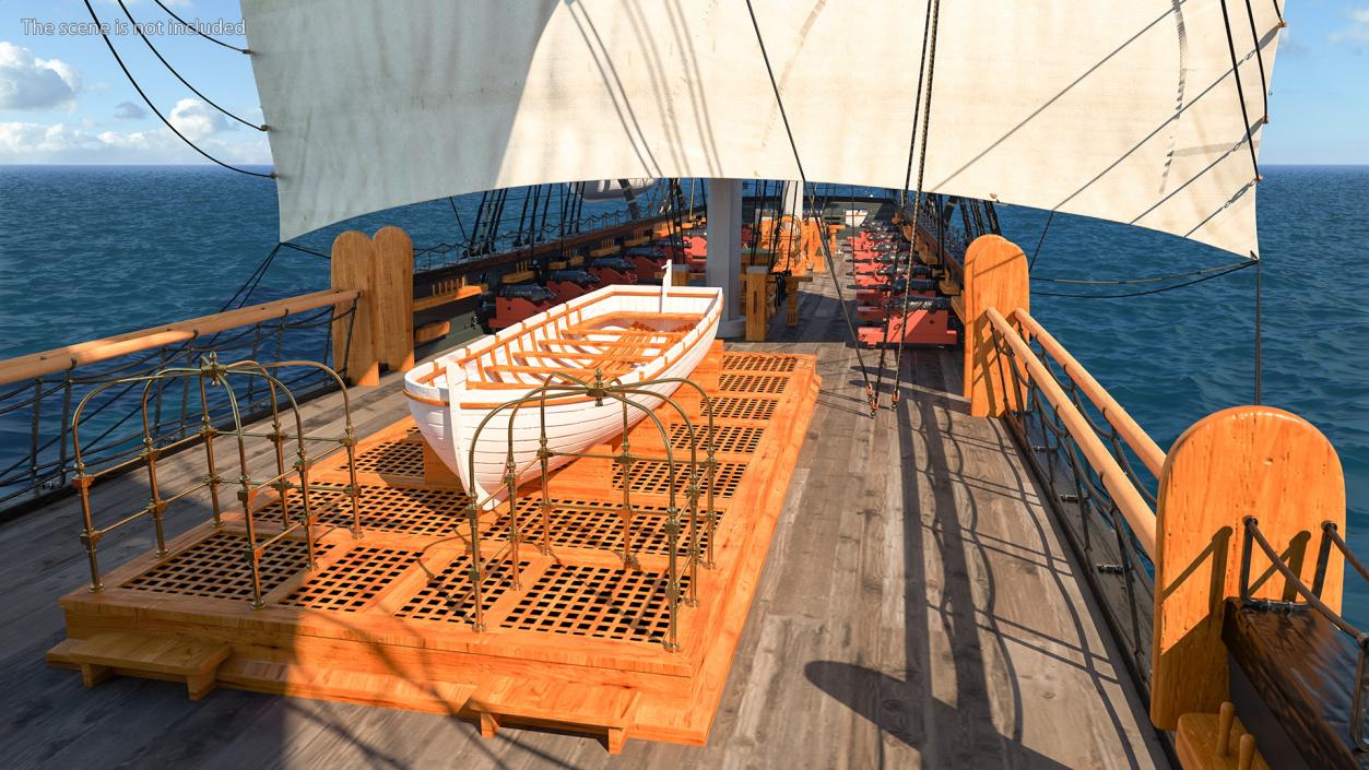 3D Old Wooden Boat on Deck model