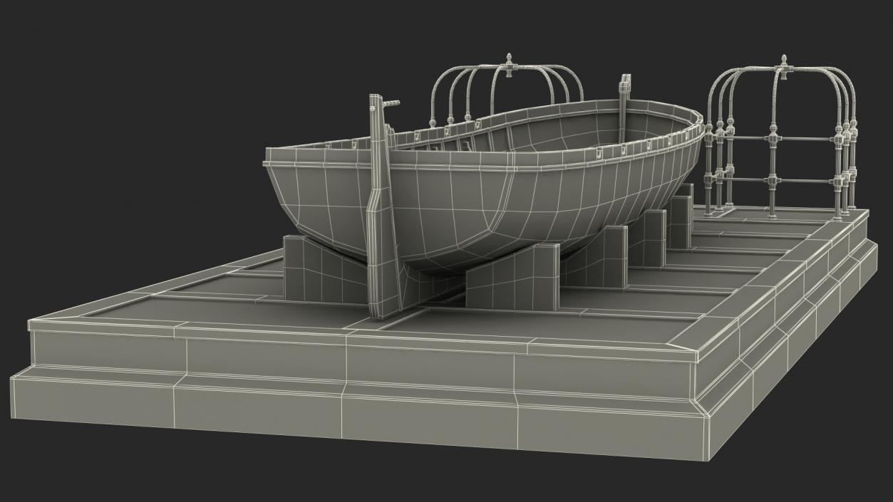 3D Old Wooden Boat on Deck model