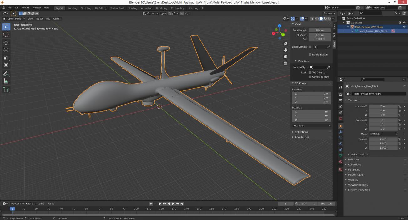 Multi Payload UAV Flight 3D model