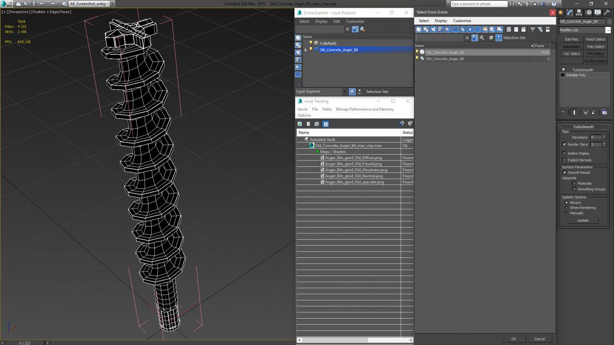 Old Concrete Auger Bit 3D