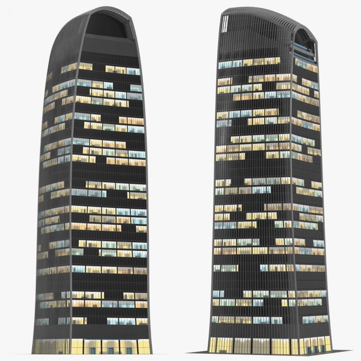 Commercial Skyscraper Night Glow 3D