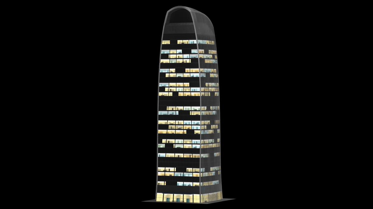 Commercial Skyscraper Night Glow 3D