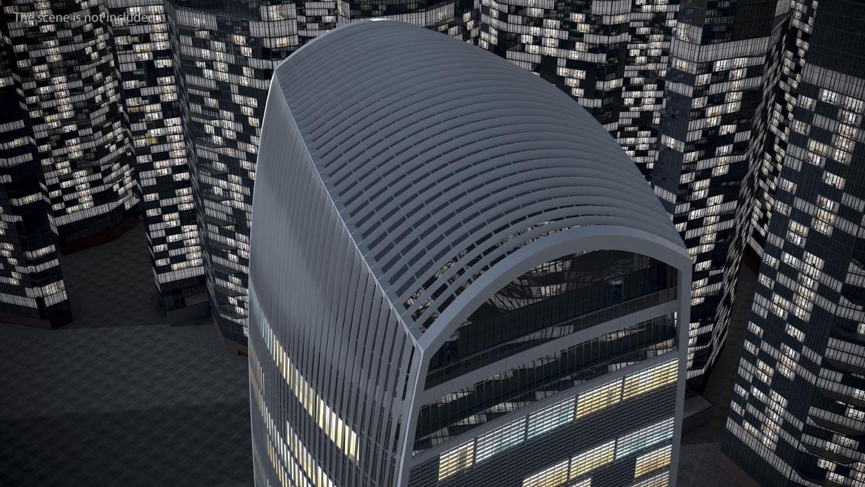 Commercial Skyscraper Night Glow 3D