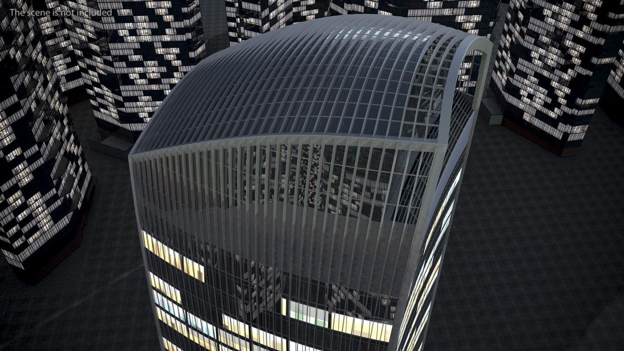 Commercial Skyscraper Night Glow 3D