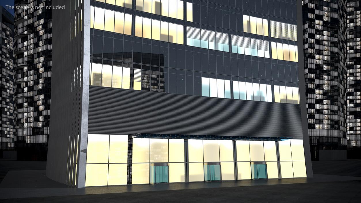 Commercial Skyscraper Night Glow 3D