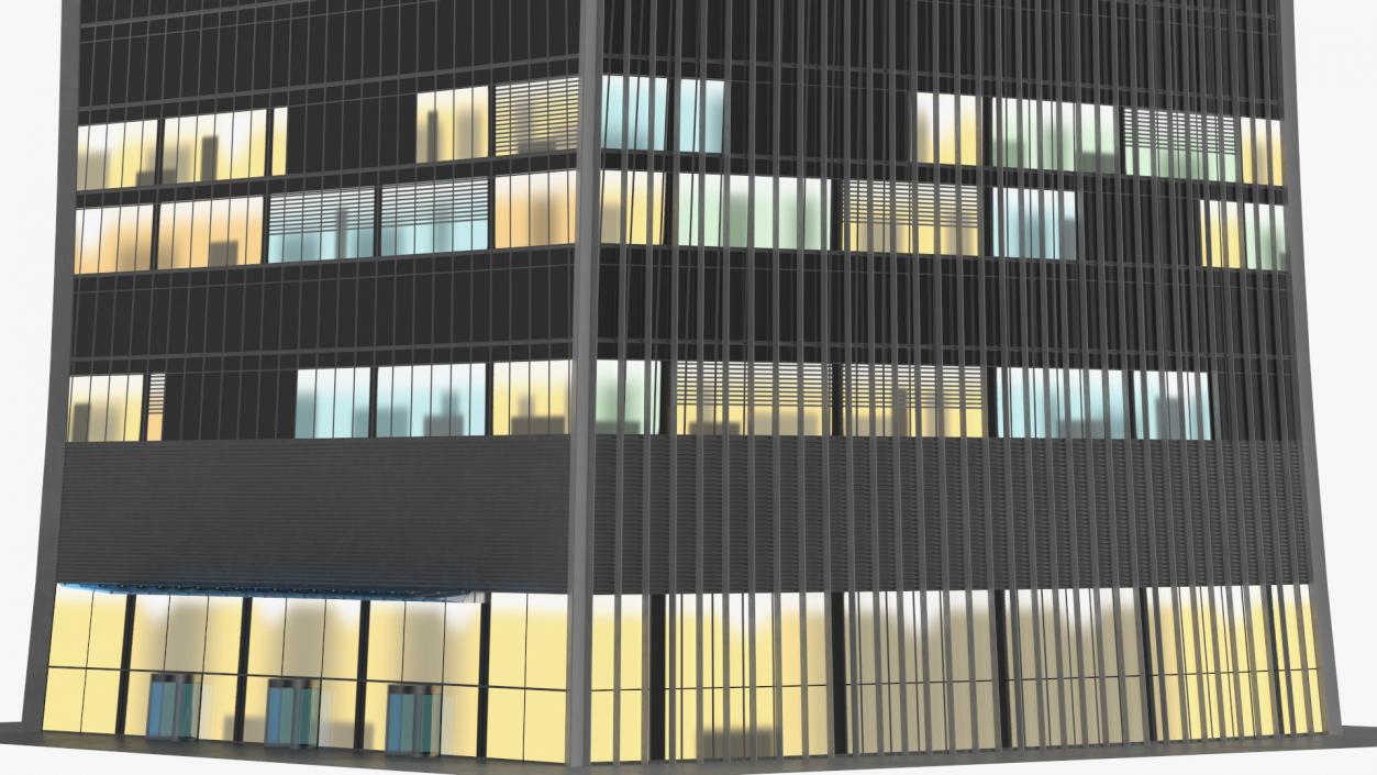 Commercial Skyscraper Night Glow 3D