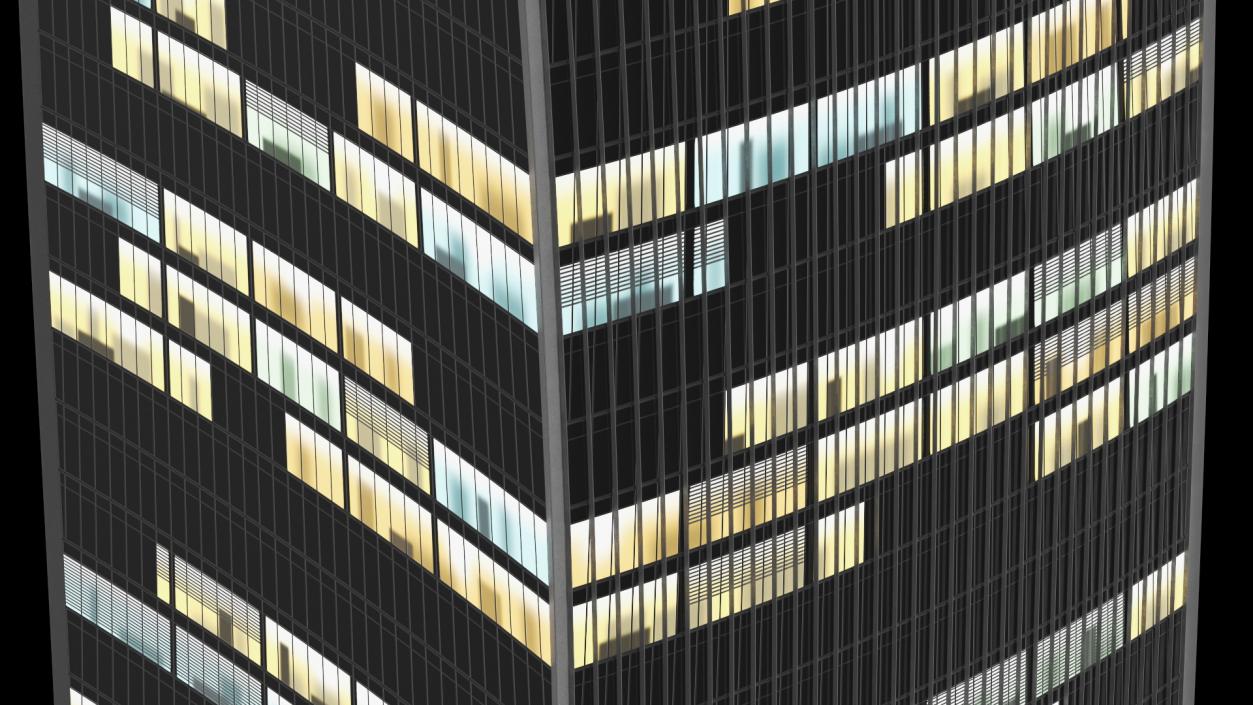 Commercial Skyscraper Night Glow 3D