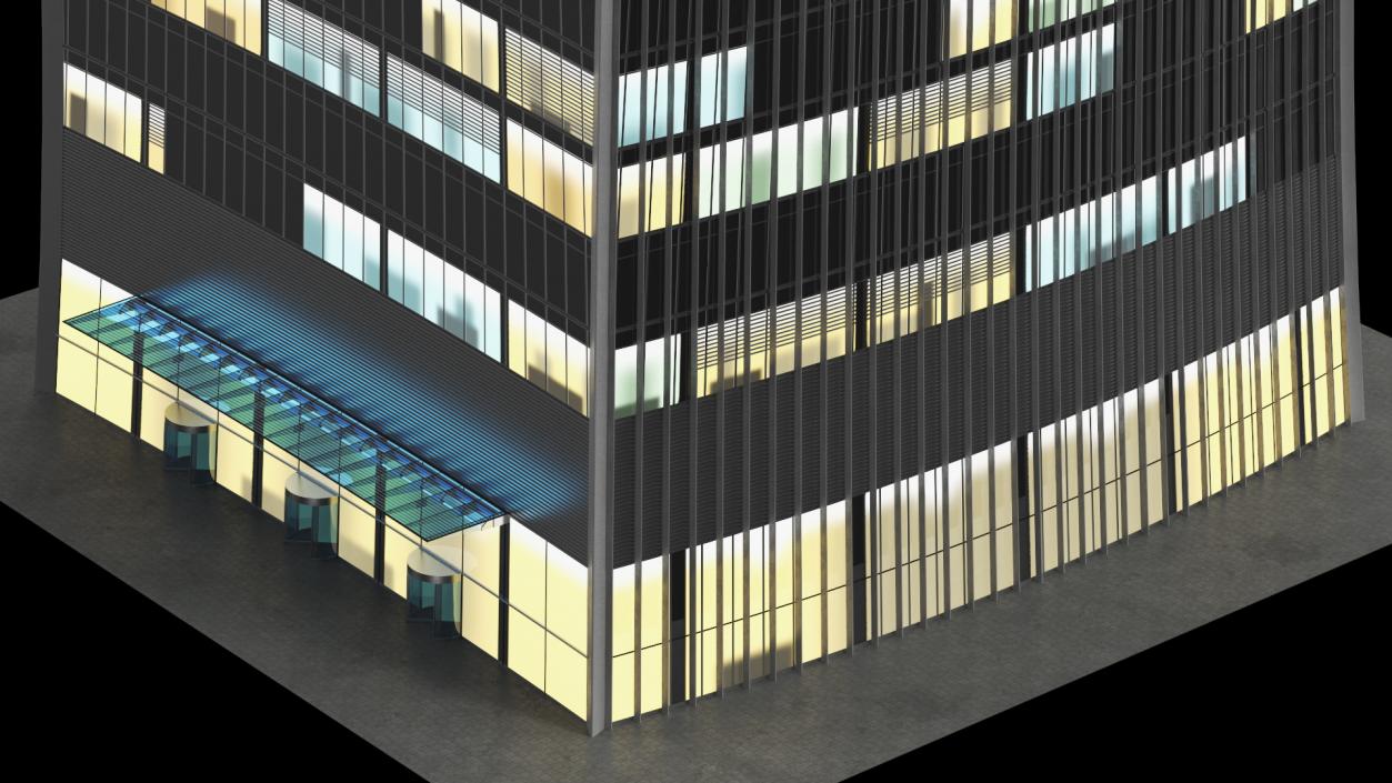 Commercial Skyscraper Night Glow 3D